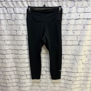 NIKE Dri-Fit Womens Capri Leggings Black Pull-on Workout Size Small